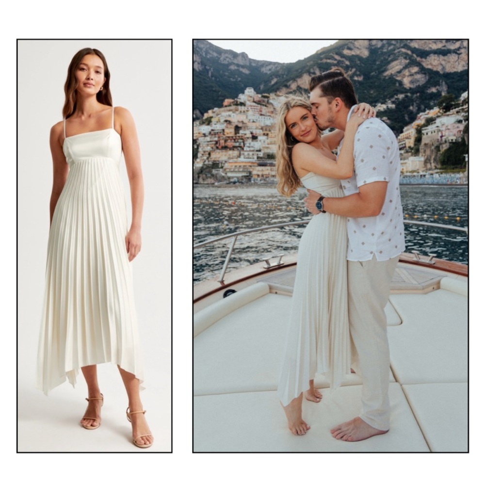 Abercrombie & Fitch Elegant Cream Pleated Dress